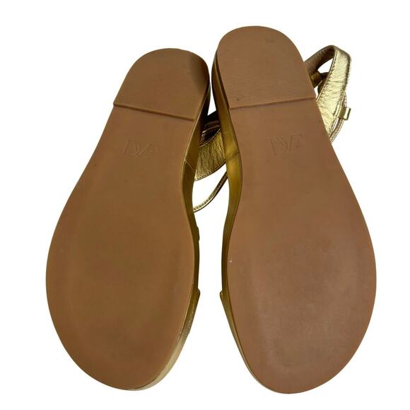 Diane von Furstenberg Susie Metallic Sandal Gold Size 7 - Picture 6 of 7